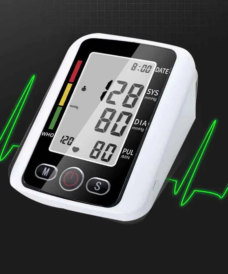 Automatic arm electronic blood pressure monitor with large screen on ABS plastic body