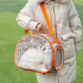 Transparent EVA cat carrier backpack in grass green colour showing hard-shell construction