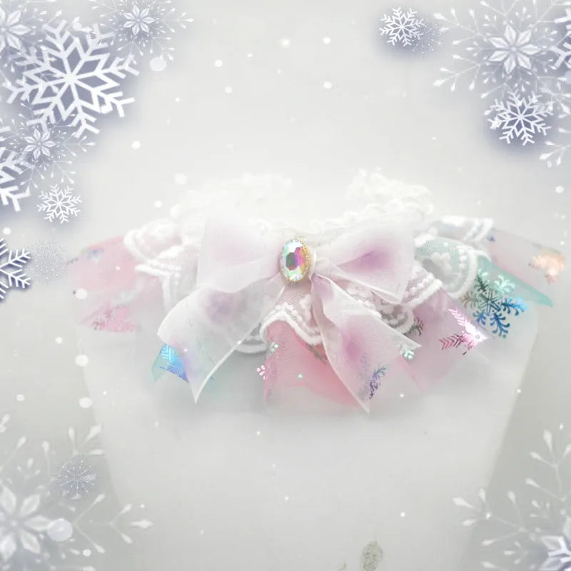 Pet organza scarf in blue purple on a cat, Japanese Korean style, side view