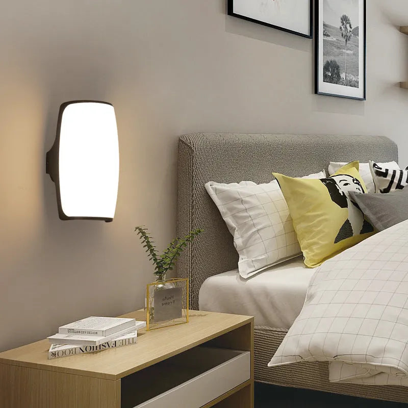 Simple outdoor wall lamp with aluminium PC shell, IP65 rated, 18W, warm white or pure white light, for balcony stairs garden exterior