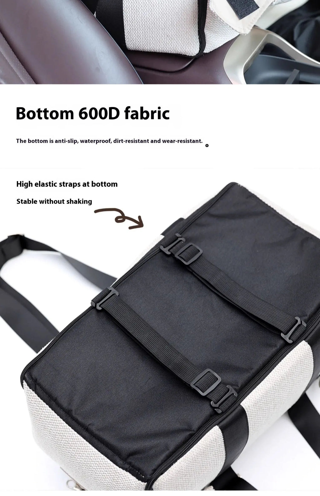 Beige white polyester pet car nest and diaper bag dual-use carrier measuring 23×20×40 cm