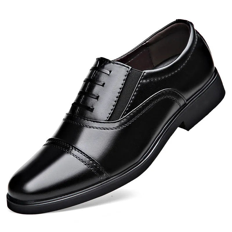 Men's pointed-toe lace formal leather shoes with EVA sole and decorative sequins and belt buckles