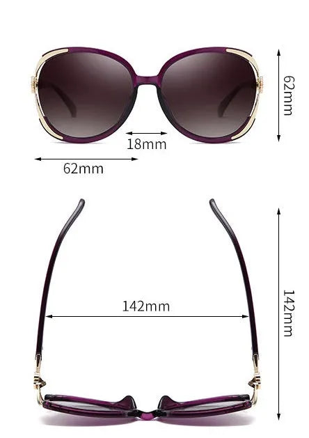 Women's fashion polarised sunglasses with progressive tint and PC frame in black frame with gray lens
