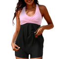Women's plus size floral pyjama set with skirt-split boxers in conservative European style