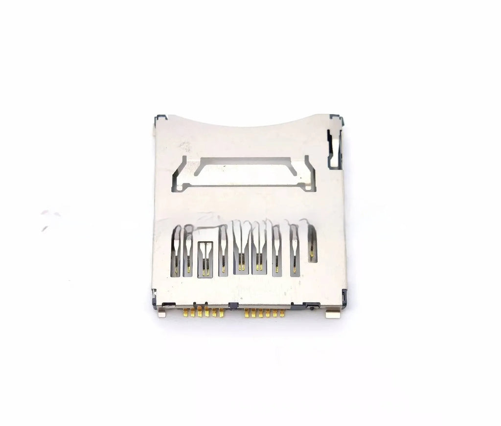Alloy camera memory card slot replacement part showing high foot and low foot configurations