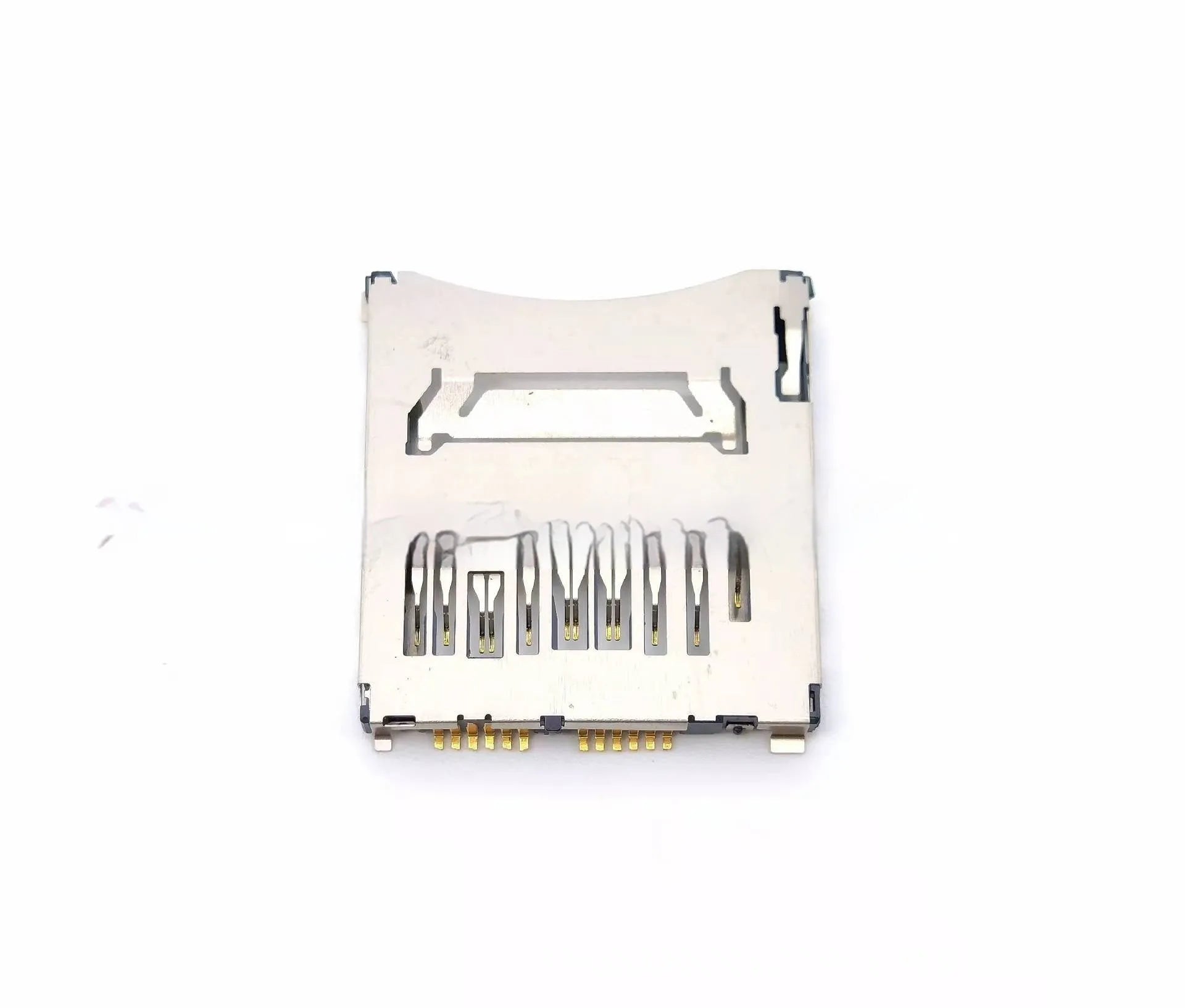 Alloy camera memory card slot replacement part showing high foot and low foot configurations