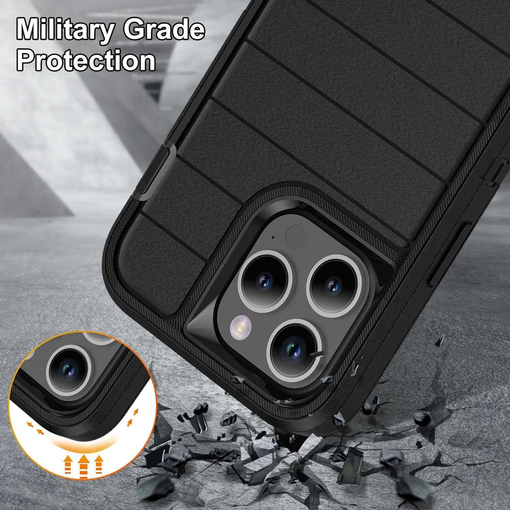 Apple iPhone 14 defender case with bracket in black orange colour, PC material, drop protection
