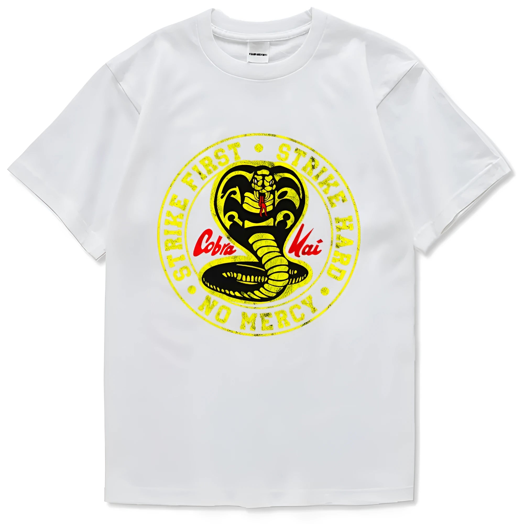 Clothes Cobra T-shirt tide brand cotton street sports top with cobra print in black