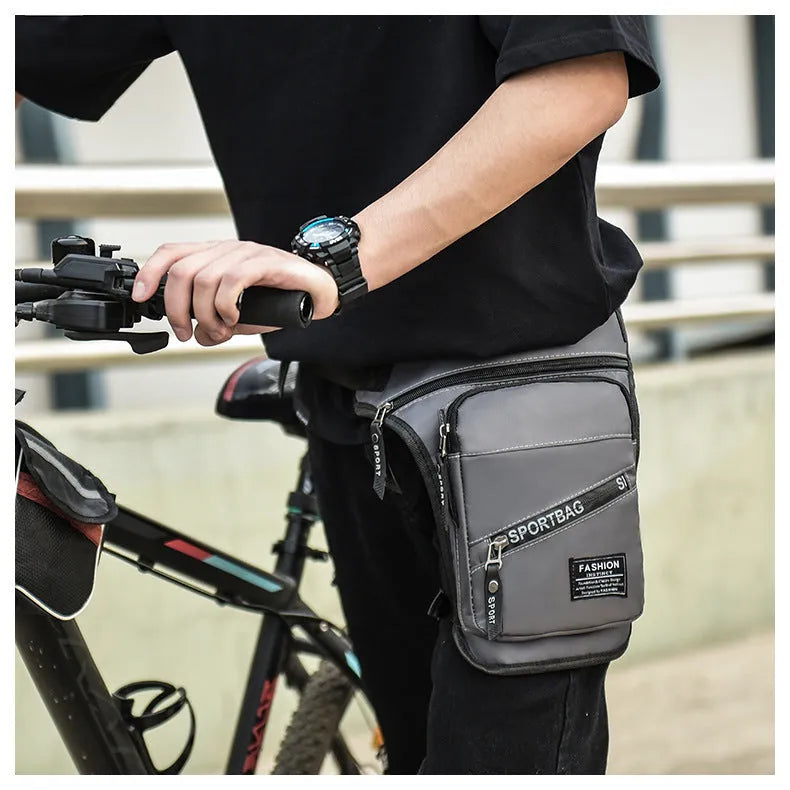 Men's outdoor cycling leg bag in nylon with waterproof anti-theft features