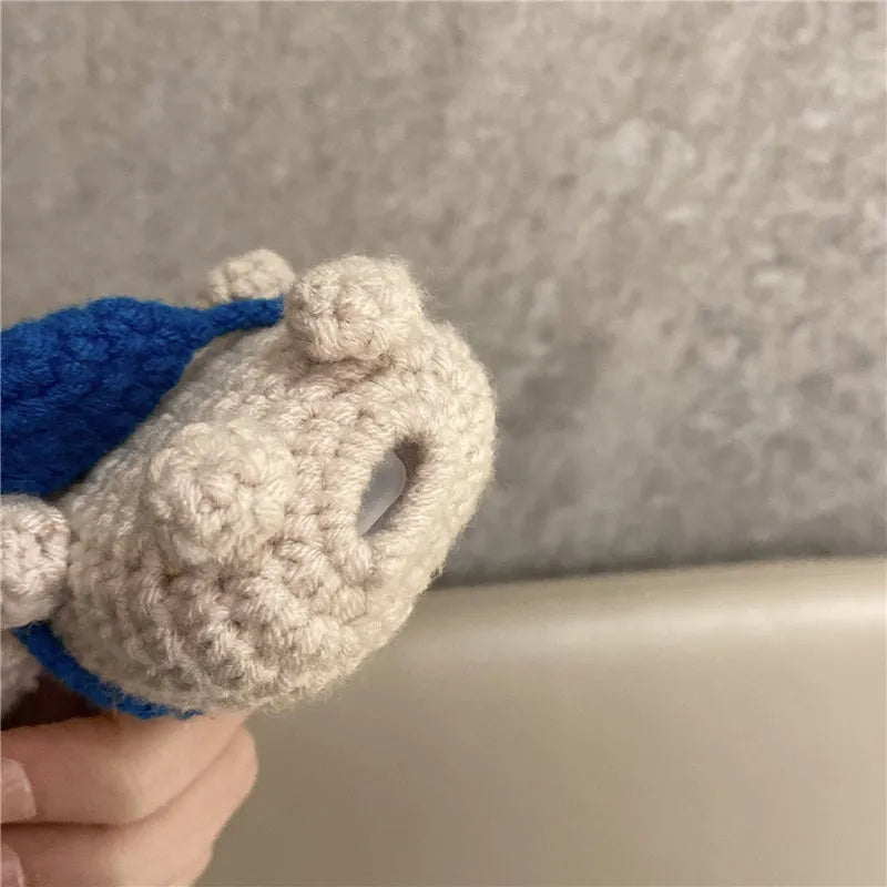 Hand-knitted koala bear backpack design Airpods protective case for Apple Airpods.