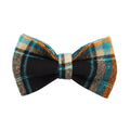 Green retro style cloth dog collar, leash, bow, and vest set displayed as a four-piece package.