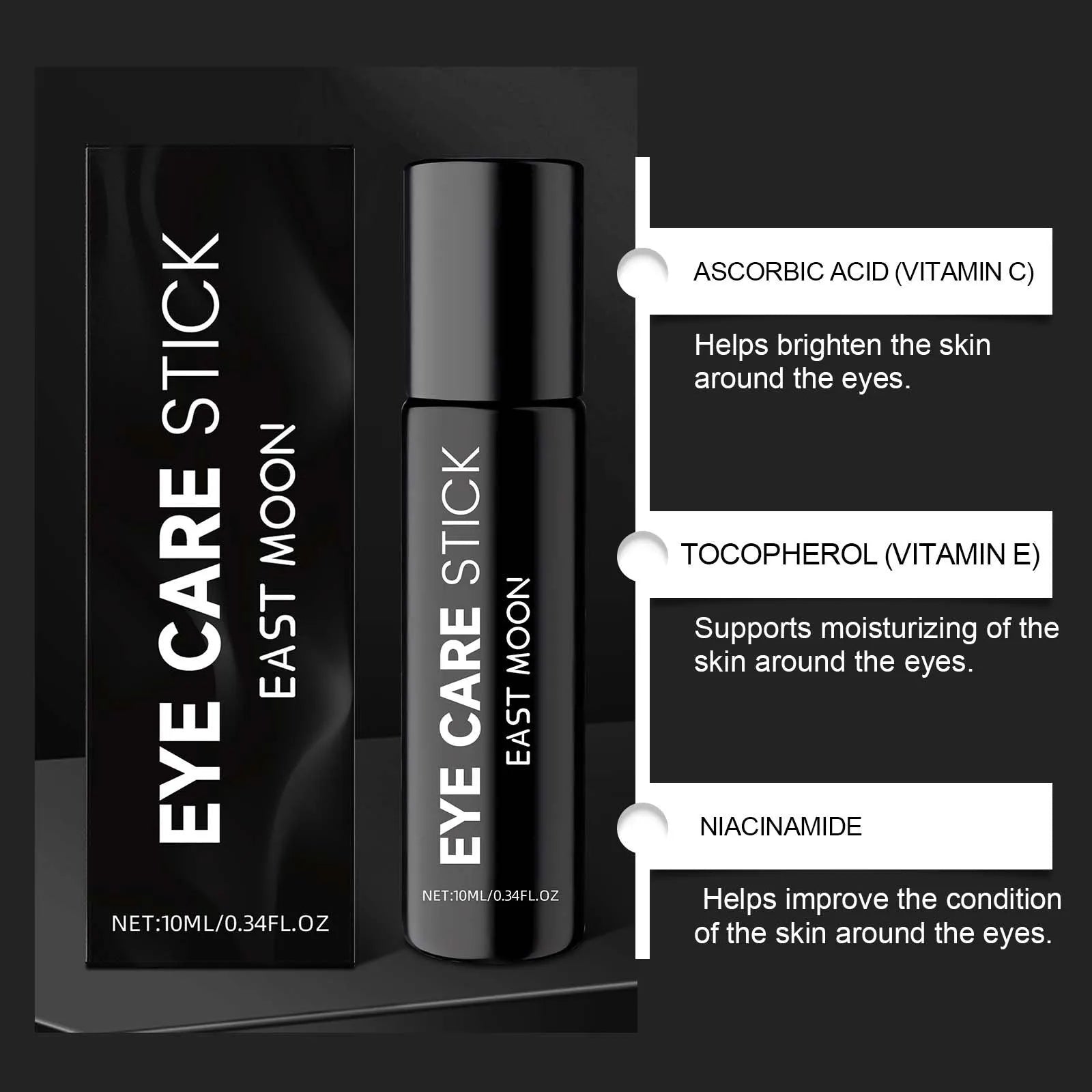 10ml skin moisturizing eye cream tube with vitamin C and E, product size 2x2x8.5cm