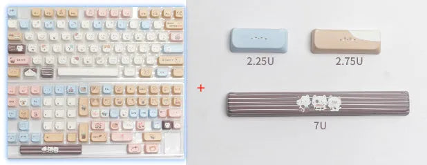Sea salt cat themed PBT keycap set for mechanical keyboards showing the full 26-key layout.