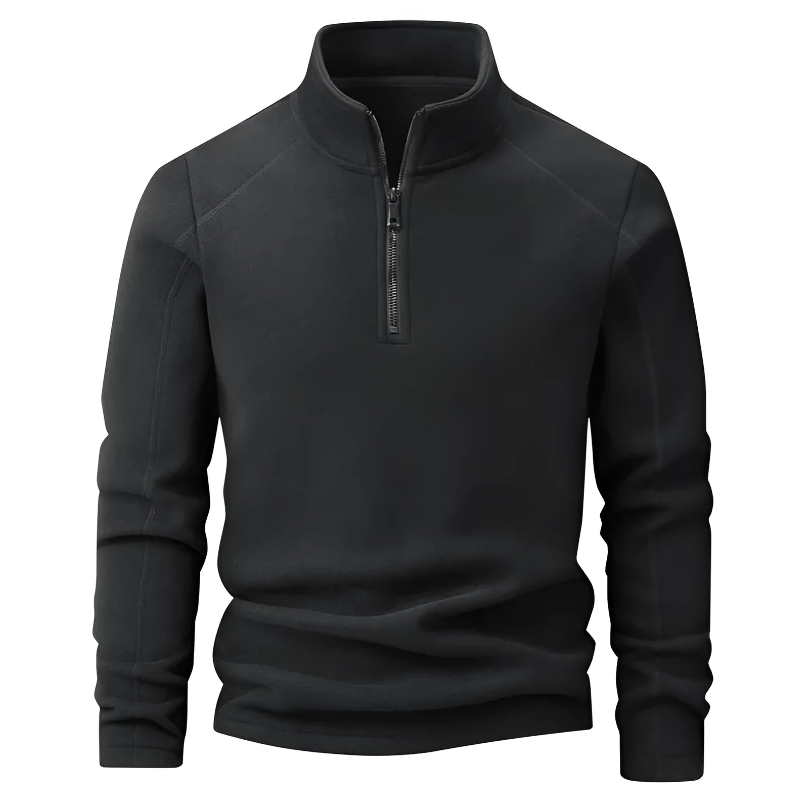 Men's stand collar half-zip long sleeve fleece sweatshirt in loose fit, dark gray polyester