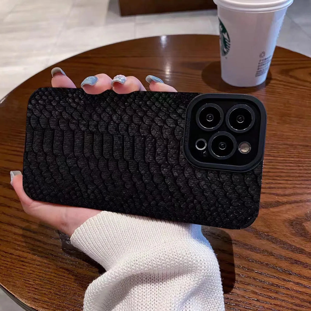 Black scales TPU phone case for iPhone 13 Pro Max with three-dimensional relief pattern