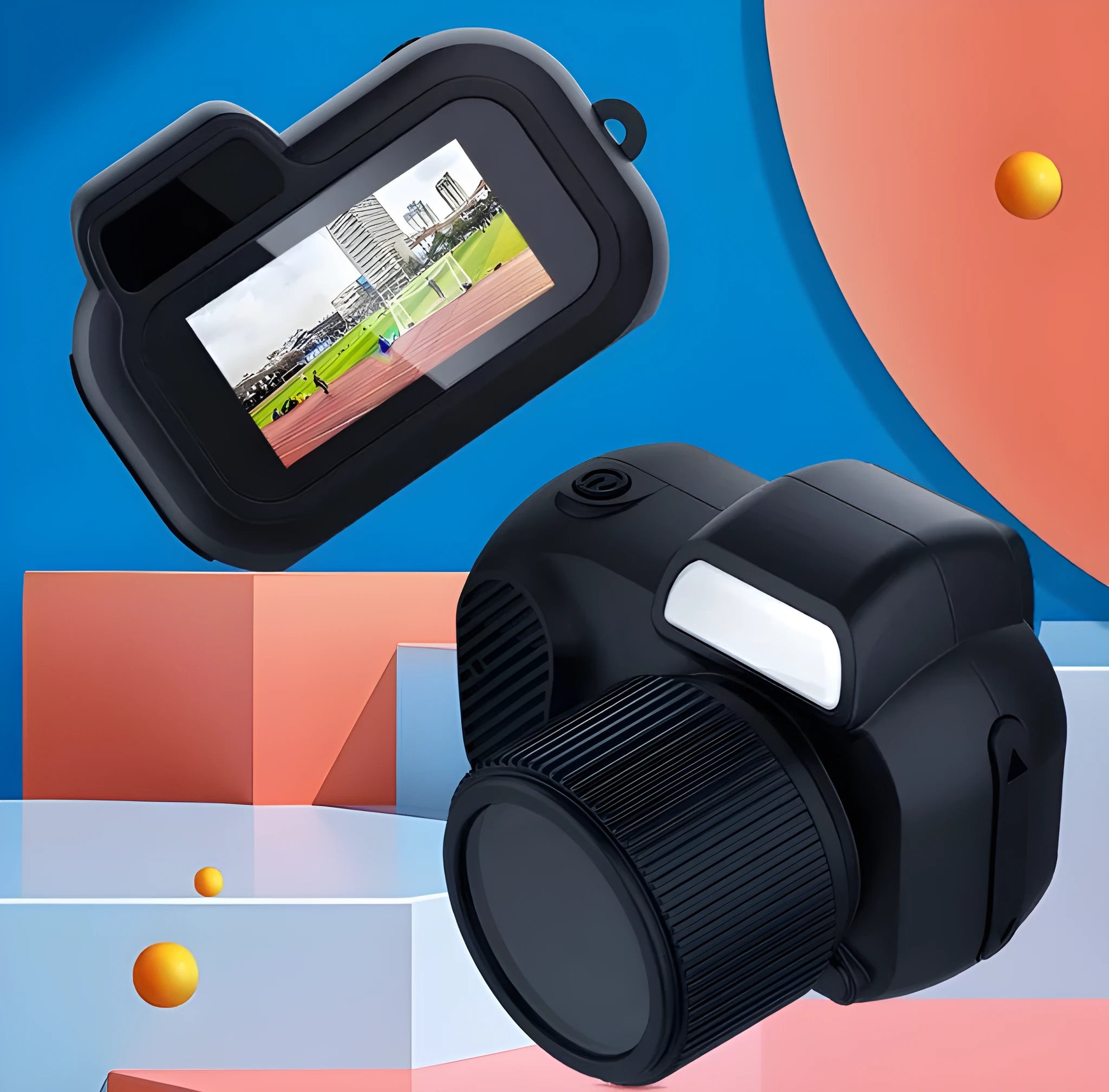 Black Y3000 HD outdoor sports camera with small display screen on a compact body