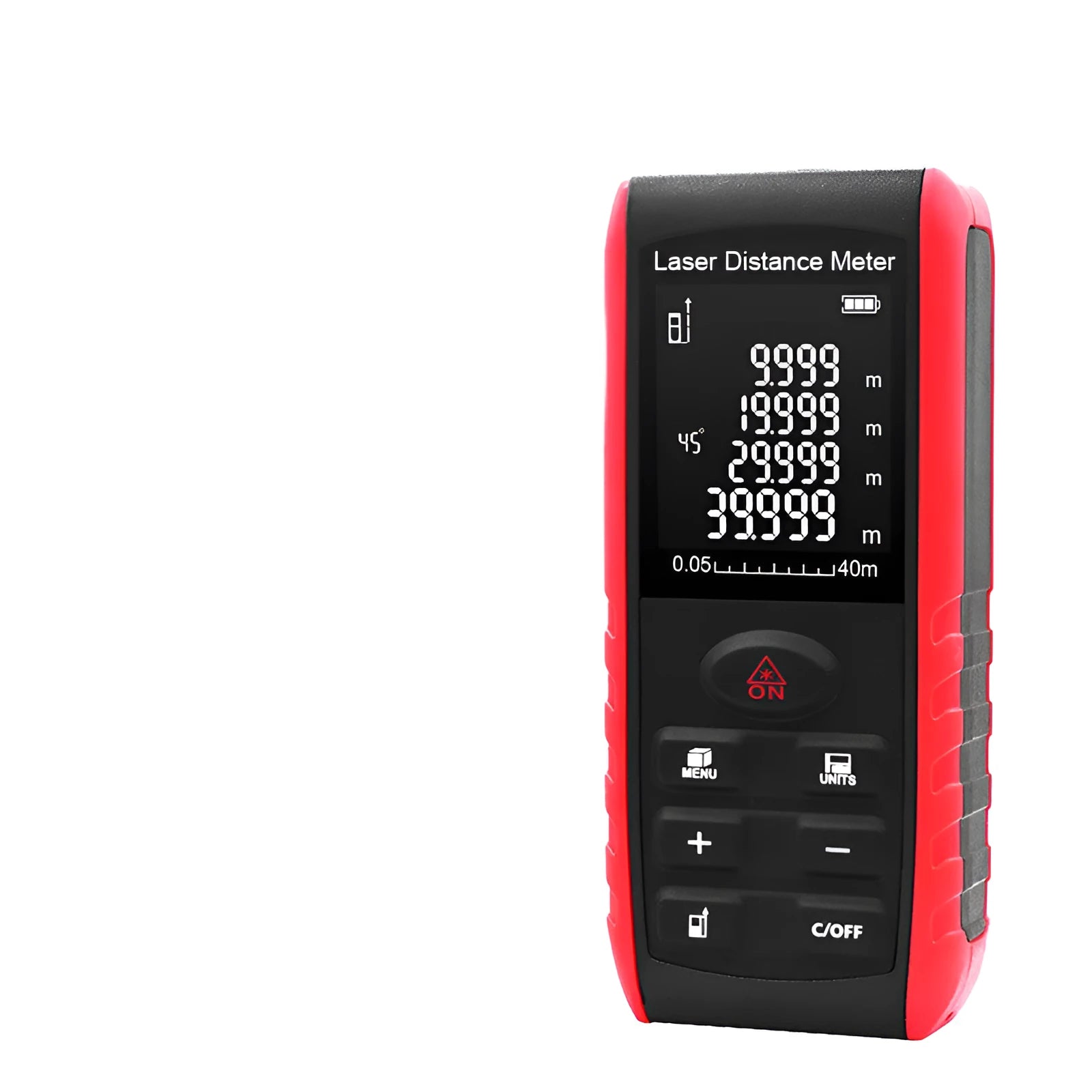 E40 M hand-held laser range finder with ABS construction and infrared measuring capability