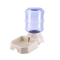 Pet cat automatic drinking fountain feeder in beige colour with PP body and anti-skid base on wooden floor