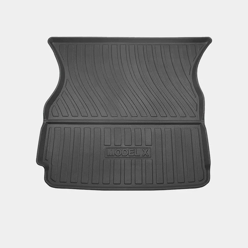 Tesla Model X black rubber TPE floor mats and boot liner set for interior protection