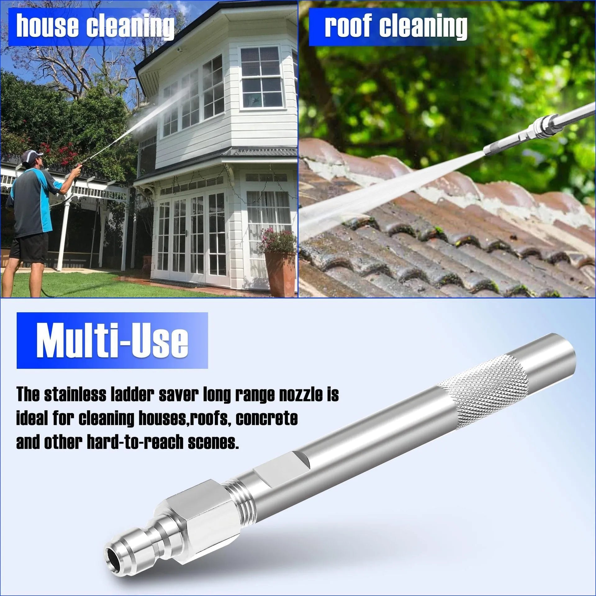 Stainless steel remote chemical nozzle for high pressure cleaning machine, 17cm length, single head