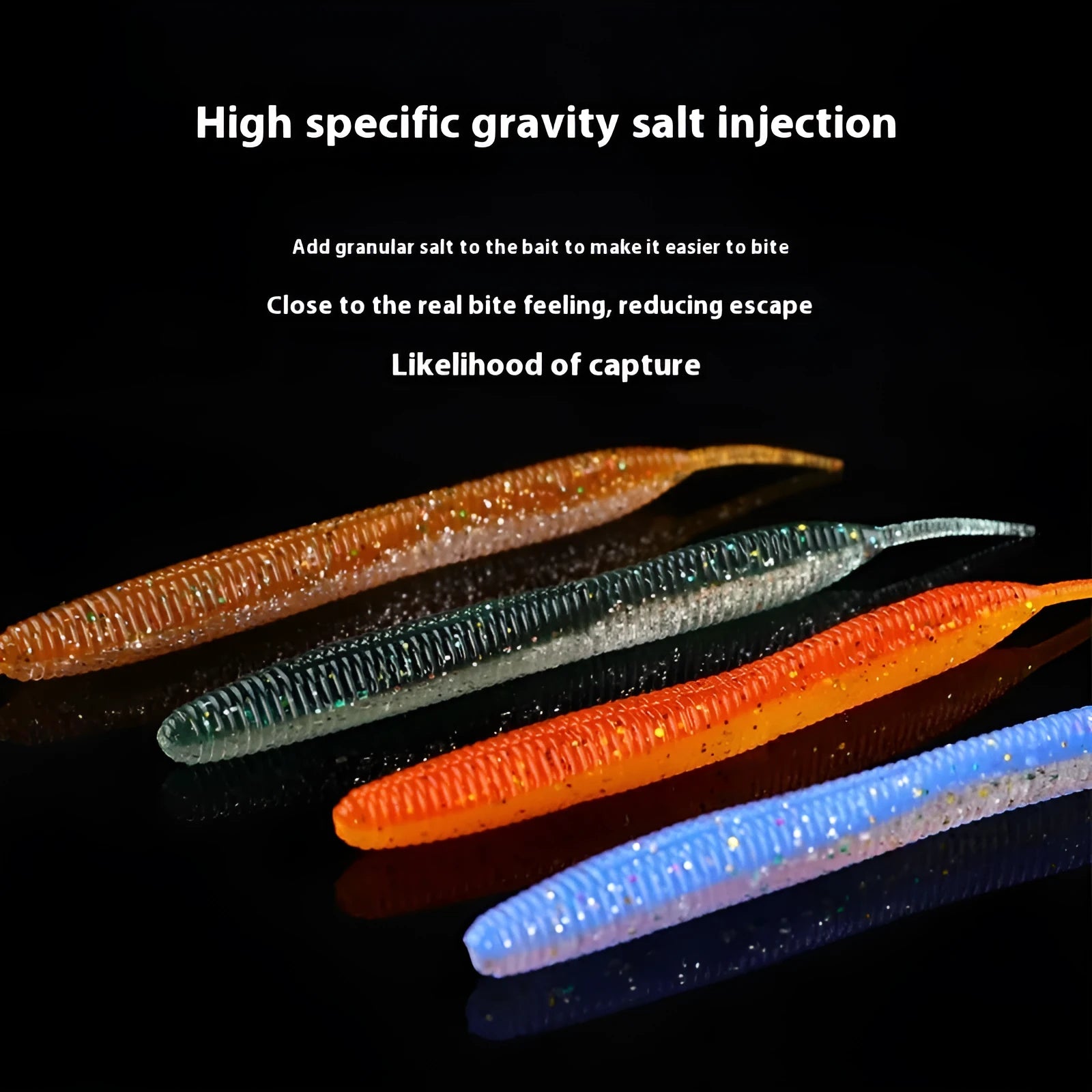 Lead-free noodle worm soft bait fishing lure in multiple colours available in 10cm and 7cm pack sizes
