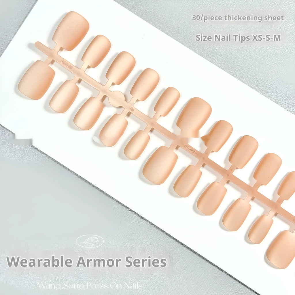 Set of frosted velvet Cat's Eye press-on false nails with Aurora armour effect in short ladder sizes.