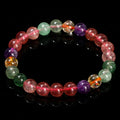 Natural tourmaline strawberry quartz bracelet with geometry beads in choice of 7mm, 8mm or 9mm sizes