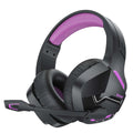 Wireless gaming headset with blue and black colour scheme, over-ear design, and built-in microphone