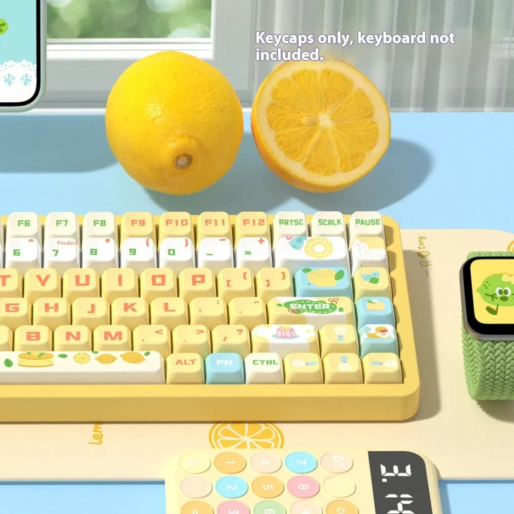 Custom sublimation PBT mechanical keyboard cap set Sea Salt Lemon Cheese 138 key layout full set