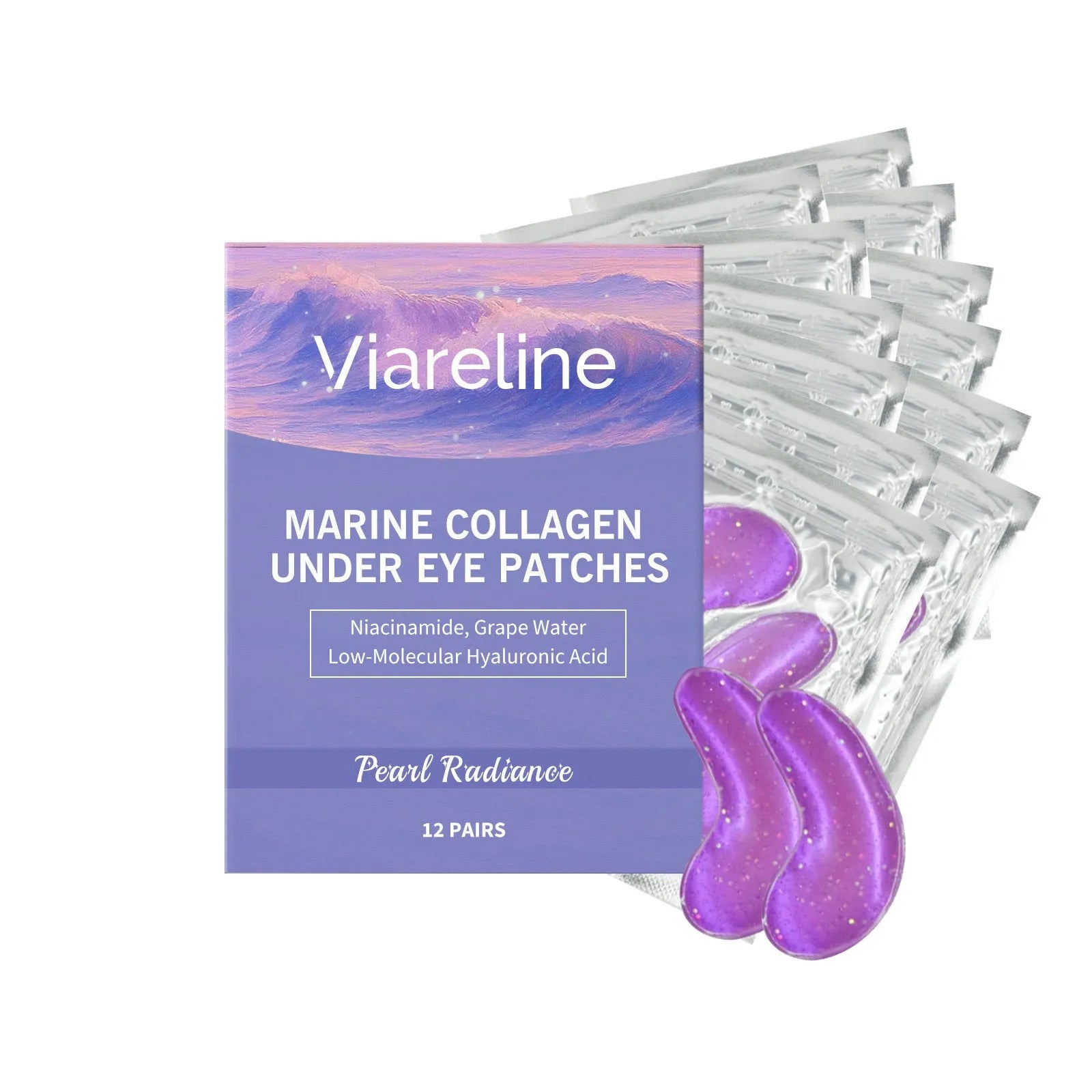 Box of 12 pairs of collagen and hyaluronic acid hydrating eye masks