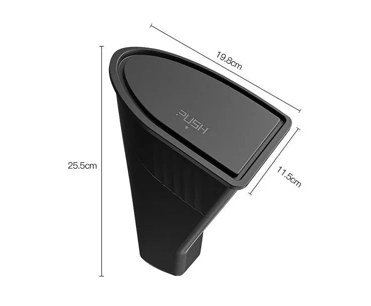 Two matte black ABS plastic storage boxes designed for Tesla Model Y front door pockets