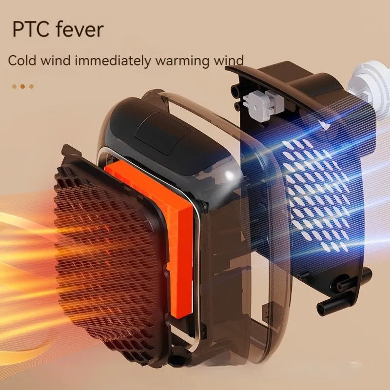 Mini wall-mounted PTC fan heater 800W in grey with digital temperature control and three fan speeds
