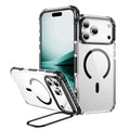 Rainbow No 1 transparent magnetic suction shockproof case for iPhone Pro models in black, blue, green, orange, and red.