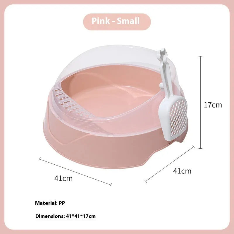 Round cat litter box in mint green colour, made from white PP plastic.