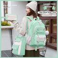 Waterproof girls school backpack in Oxford cloth with childlike cute design and curved shoulder straps