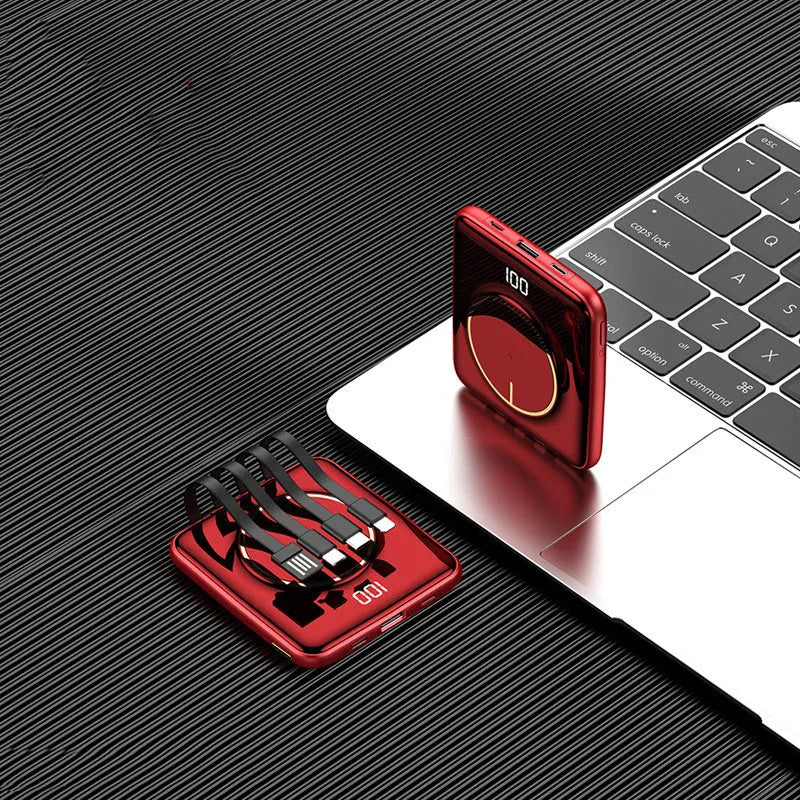 20000mAh portable power bank with PD20W fast charging and LCD display in red, green or black