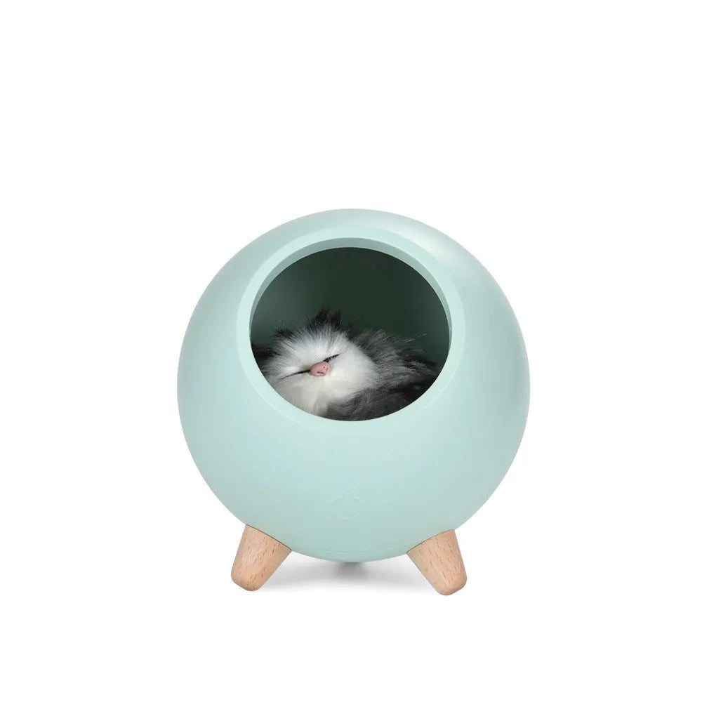 Creative cute cat house atmosphere table lamp with ABS shade in pink – battery powered with USB cable