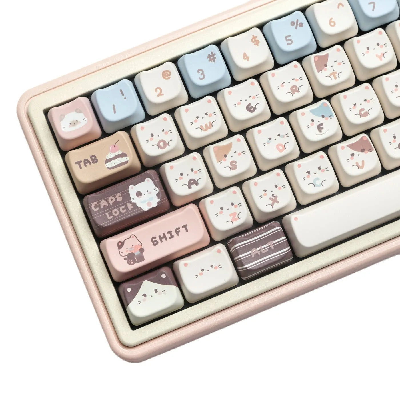 Sea salt cat themed PBT keycap set for mechanical keyboards showing the full 26-key layout.