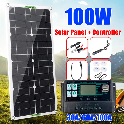 30W semi-flexible solar panel for outdoor USB charging and automotive battery power