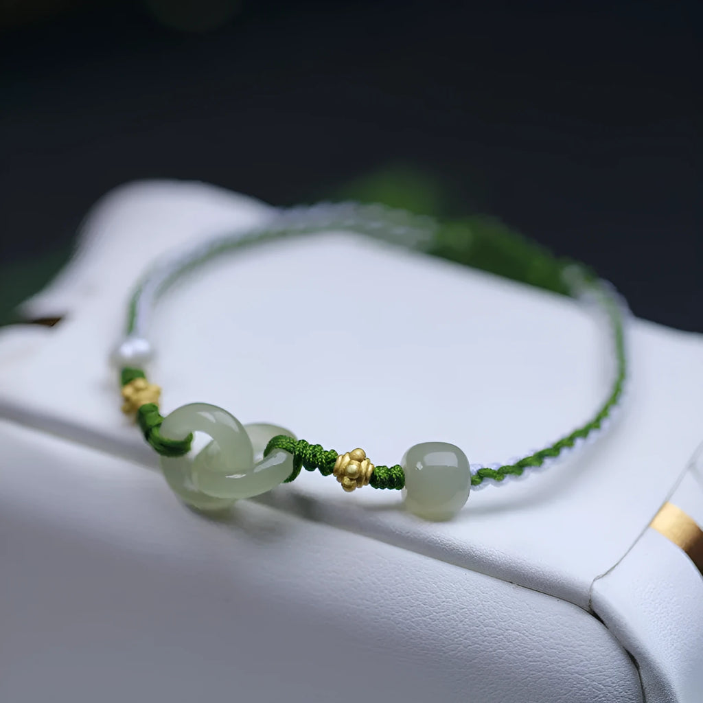 DIY woven bracelet with Hetian jade pendants and flexible wire for custom watch bands