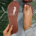 Women's artificial PU transparent fashion flat slippers in solid colours