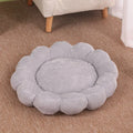 Blue petal-shaped half-surrounded pet bed with plush fabric for dogs and cats