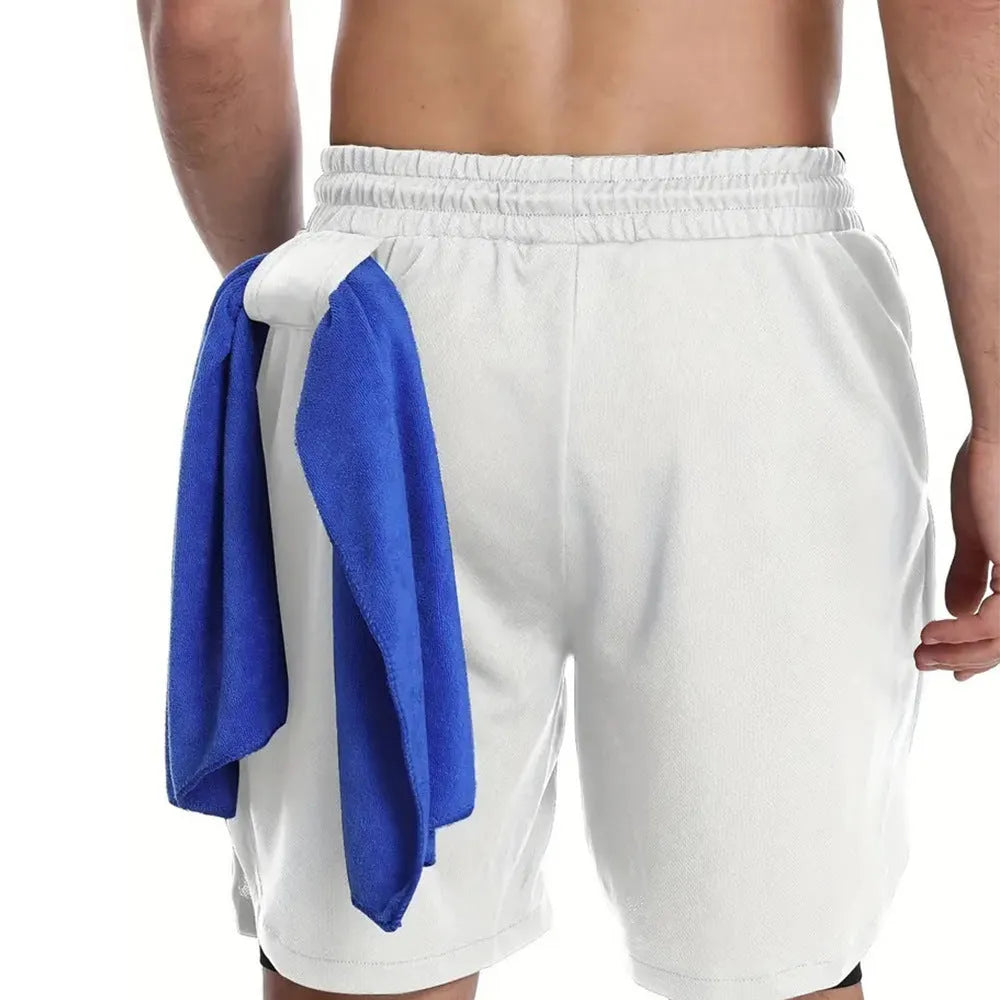 Men's camouflage double-layer sports shorts in cotton blend fabric with milk silk lining