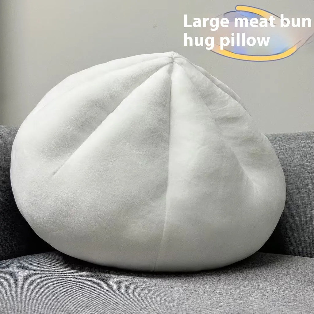 Stuffed bun pillow in steamed meat dumpling shape, 40cm plush fabric novelty cushion