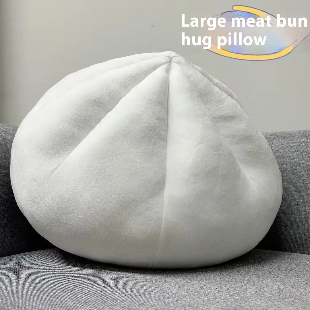 Stuffed bun pillow in steamed meat dumpling shape, 40cm plush fabric novelty cushion
