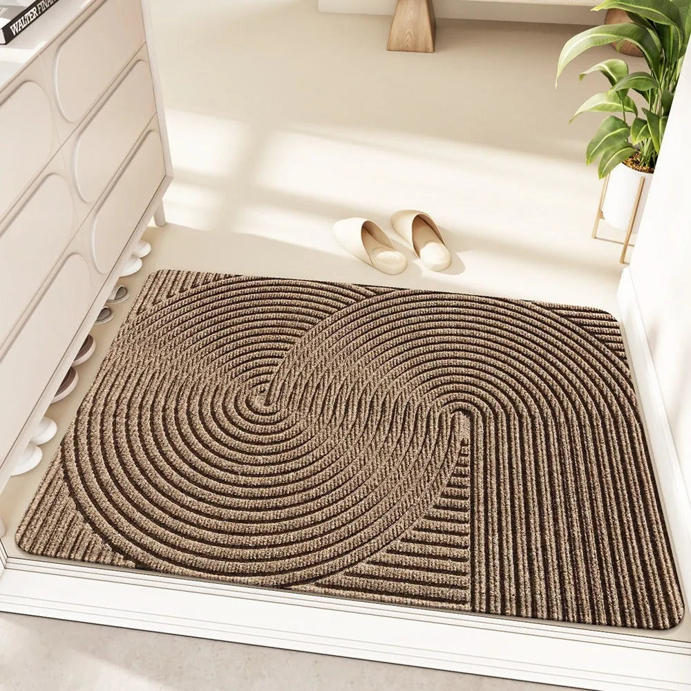 Blue alien-shaped silk ring entrance carpet with cartoon anime pattern, 60x90cm.
