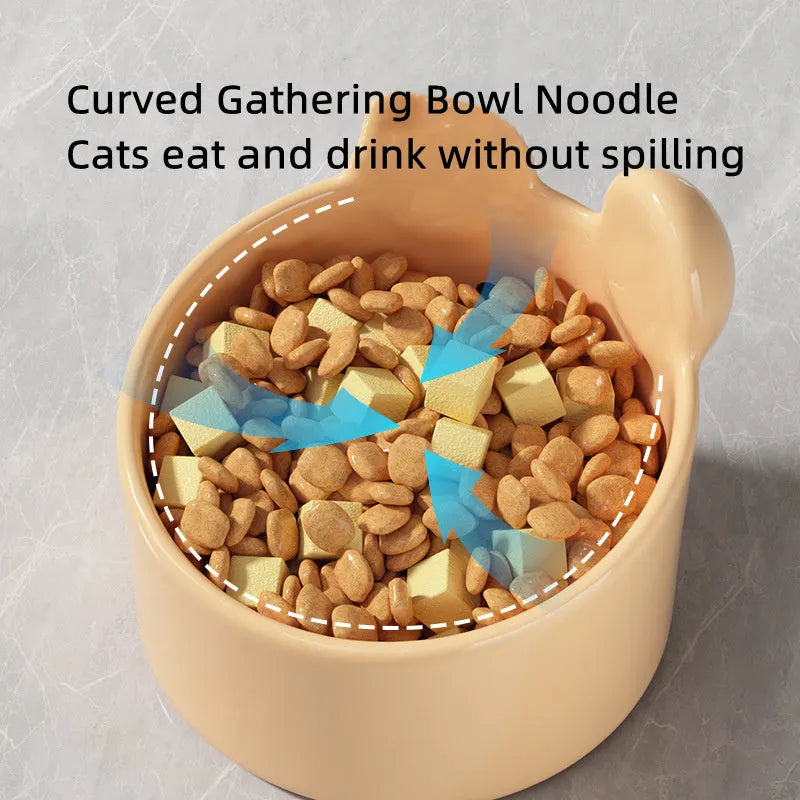 Blush Critter ceramic pet bowl set in white and brown with neck protection design