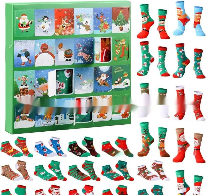 Christmas socks blind box resin ornament in one of seven colour designs for holiday decoration