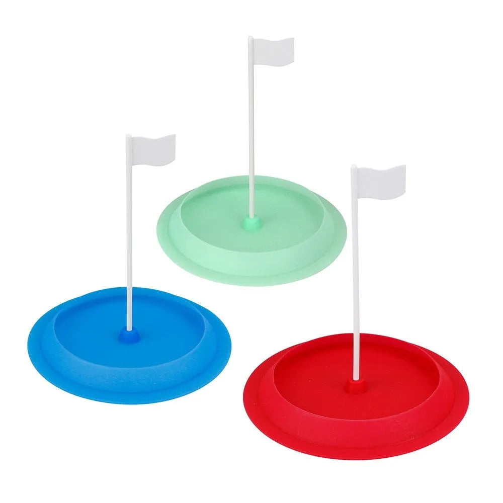 Indoor golf putting practice plate with 16cm diameter hole cup in silicone green material