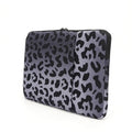 Leopard print laptop sleeve for 13-inch to 16-inch computers with shock-resistant flannel protection